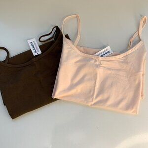 Old Navy 2PC First Layer Fitted Cami Tank Top Brown & Barely Pink Size 2X NEW